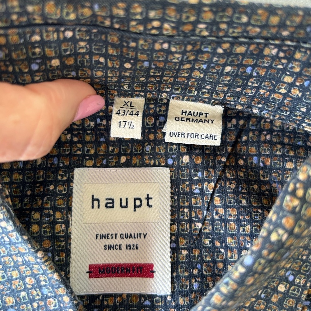 Haupt Men's Black‎ Patterned Long Sleeve Button Down Shirt  Sz XL - Picture 6 of 6